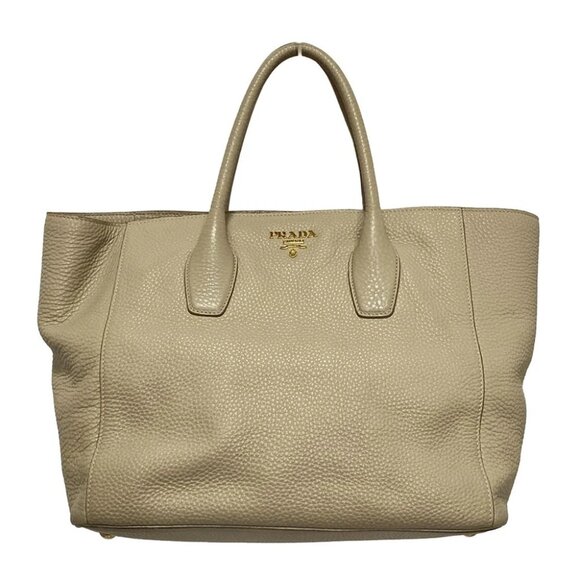 Auth PRADA - BN2694 Beige Leather Tote Bag - Picture 1 of 9